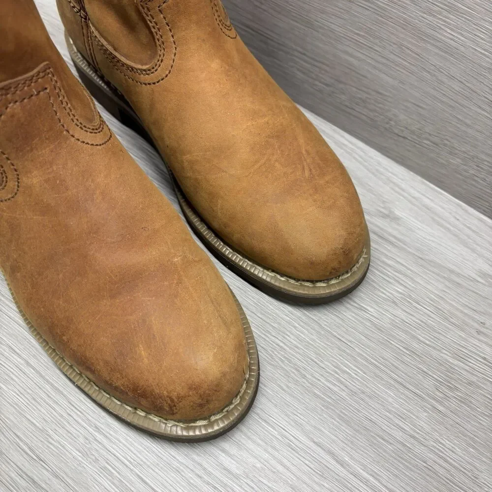 GEORGIA BOOT Wellington Western Boots Mens 7.5 D Brown Leather Farm Ranch G5814